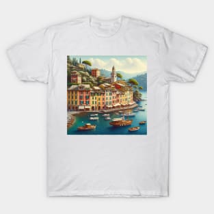 Portofino Italy Illustration T-Shirt